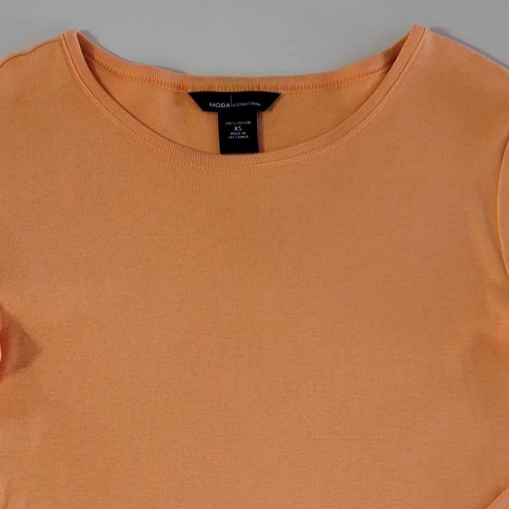 VS Moda International Women's Orange Long Sleeve Crewneck Pullover Top - Picture 7 of 9